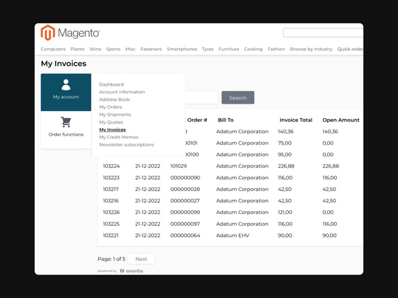 Sales document history brings Business Central data to your Magento storefront